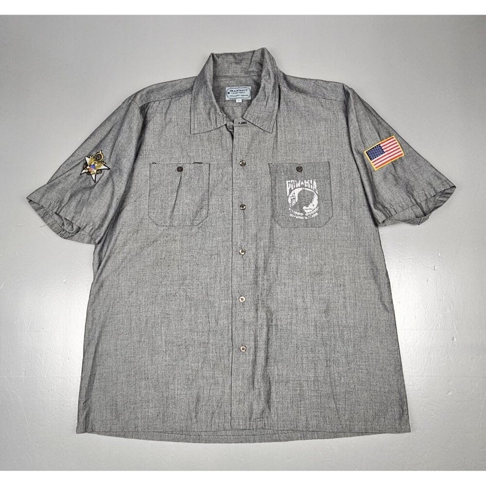 Dragonfly Shirt Mens Large Grey Double Sided Militant Series POW Logo